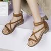 Удобные женские сандалии Летняя обувь 2025 Ремешок на щиколотке Ажурные Низкий каблук Пляжная обувь Обувь гладиатора Женские
