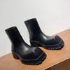 Модные ботинки челси из натуральной кожи с широким квадратным носком и толстой подошвой для женщин/мужчин 2025 новый стиль черные на платформе модные полусапоги