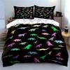 Colorful Dinosaur Pattern on Black Bedding Set (1 duvet cover, 2 pillowcases, duvet not included) sofas