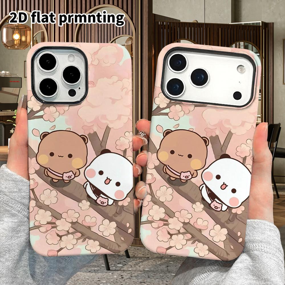 Phone Case: 2D flat suitable for iPhone 18, 17, 16, 15, 14, 13 Pro film protection case, couple style, soft pink tone, Christmas and Halloween gift