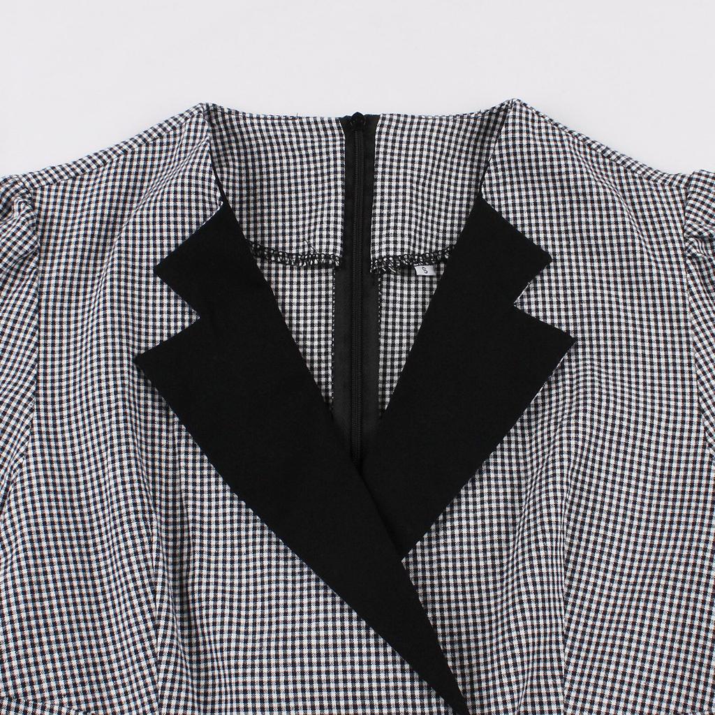 GMXIA Стиль Хепберн, вырез под горло, черная талия, рукава-семь точек, винтажное элегантное женское платье-халат, хлопок