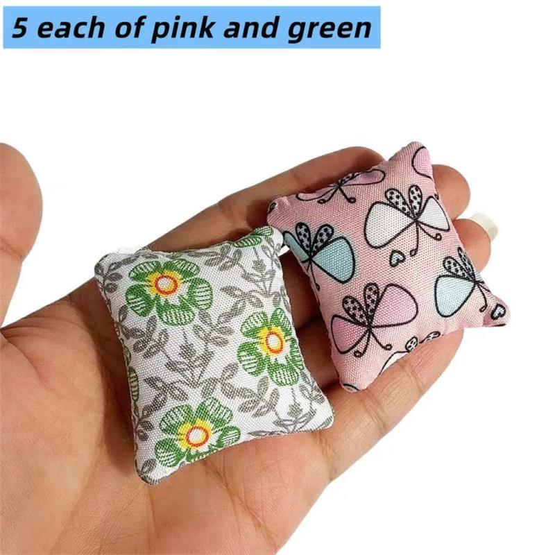 5/10 Pcs 1:12 Dollhouse Miniatures Cushions Floral Fabric Cushion Pillow Model Ornament Pretend Play Toy DIY Accessory Gift