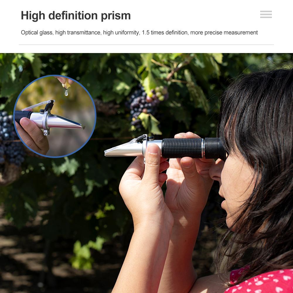 Рефрактометр Все виды Брикс Спирт Соленость Ручной рефрактометр Вино Пиво Сахар Фрукты Овощи Сок с АТС