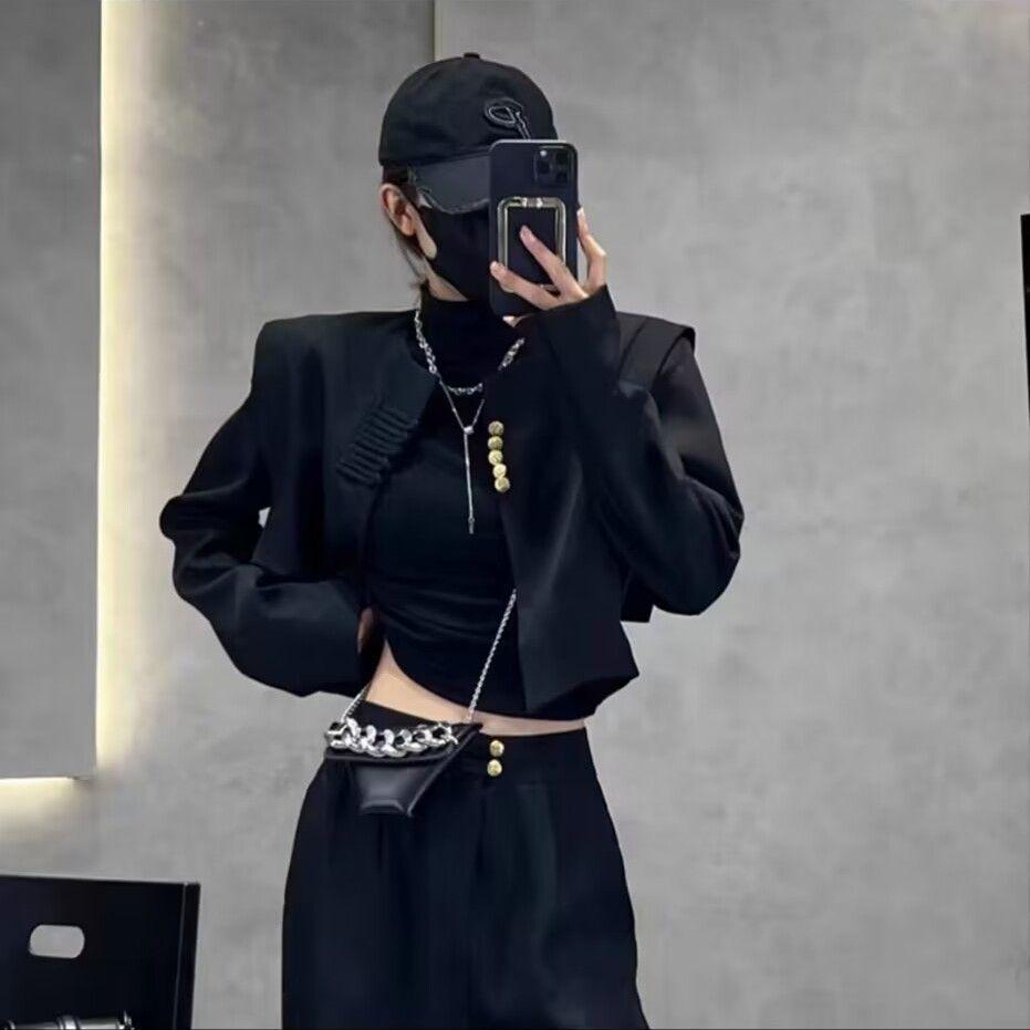 Женский китайский ретро-костюм из двух частей: Куртка с длинным рукавом и брюки с высокой талией от Пана Коу