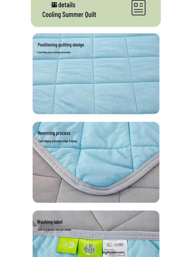 Летнее одеяло из охлаждающего шелка - Однотонное одеяло из ледяного шелка для кондиционирования воздуха для детей, Тонкое и освежающее одеяло, Идеальный летний подарок