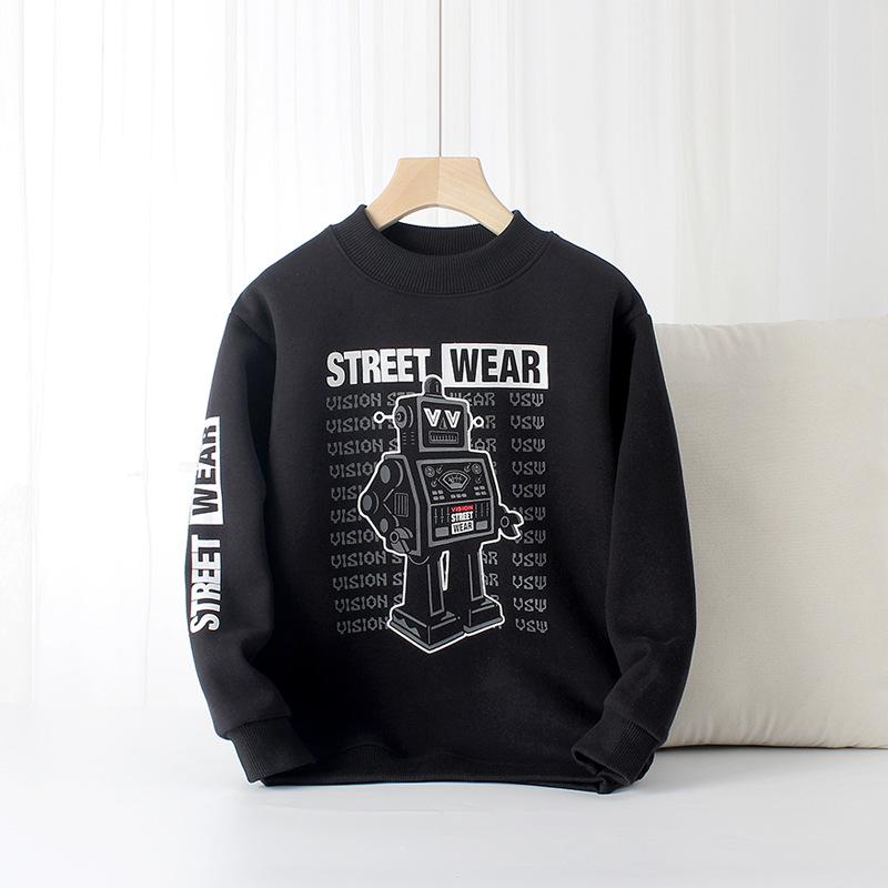 Korean Style High Collar Fleece Sweater for Kids - Warm Winter Long Sleeve for Boys