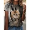 Women's Cat Printed Short Sleeve T-Shirt