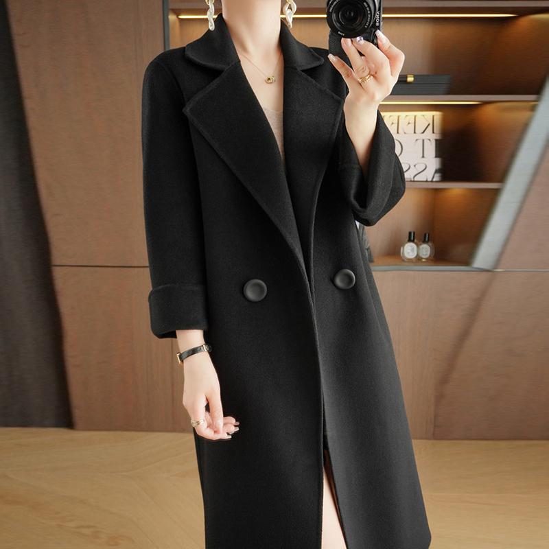 Женское пальто из 100% шерсти TIDENOVEL Осеннее шерстяное длинное пальто Ручной работы Пальто-бушлат Зимняя теплая шерстяная длинная куртка Пальто