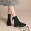 Женские ботильоны на массивном каблуке с квадратным носком - Мода Осень/Зима 2025, Стройнящие и Универсальный Комфорт
