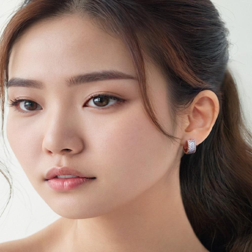 Fe196 Esg3466 Volume Cubic Ring Earrings