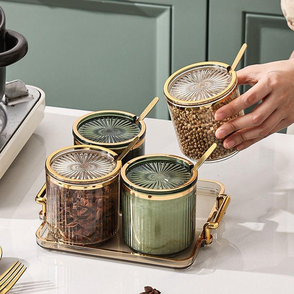 Пластиковая банка для приправ, прозрачный органайзер для хранения продуктов, изысканный контейнер для специй, чили