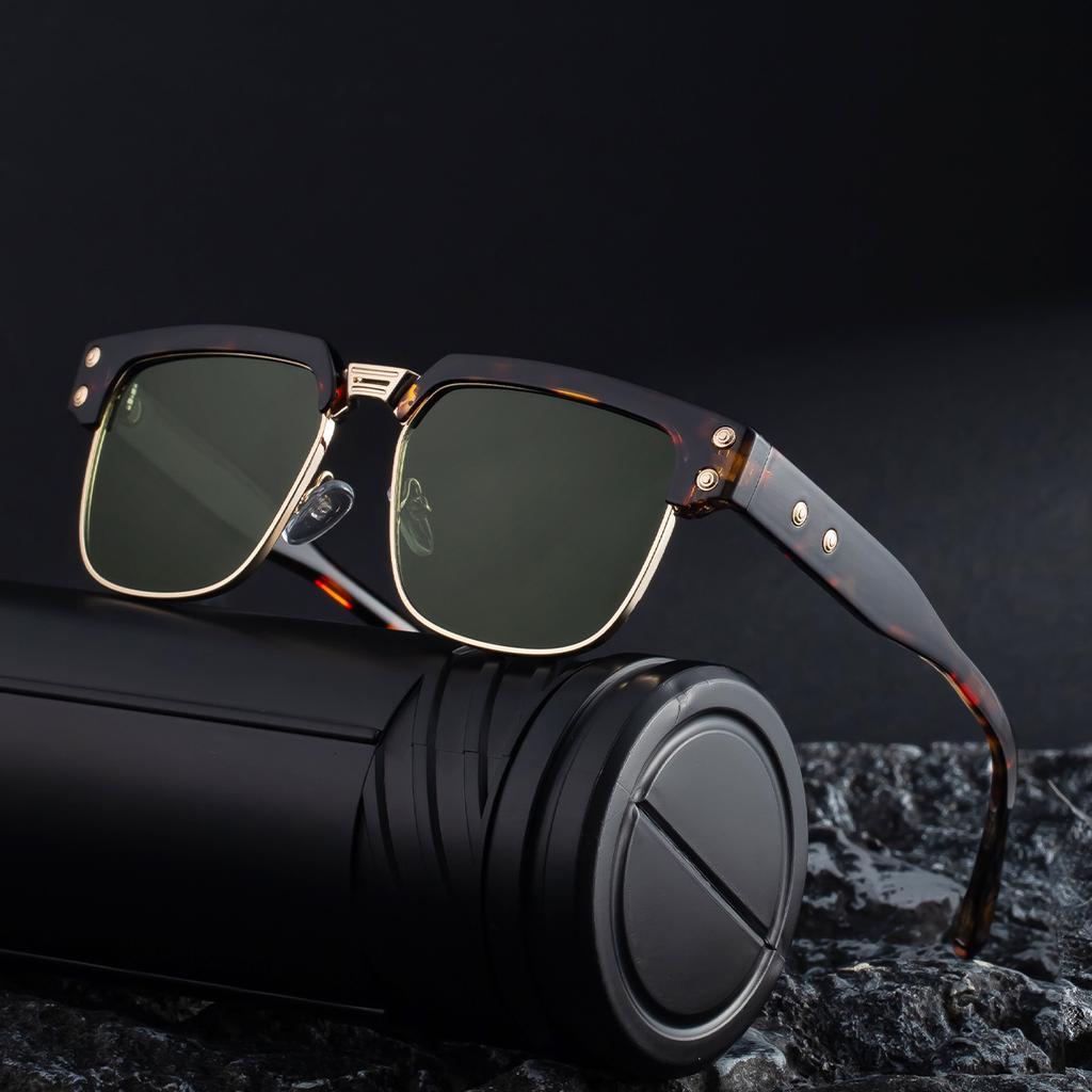 Retro Fashionable Square Framed Sunglasses Unisex Individualistic High-End Uv400 Protection Street Photography Shades Glasses