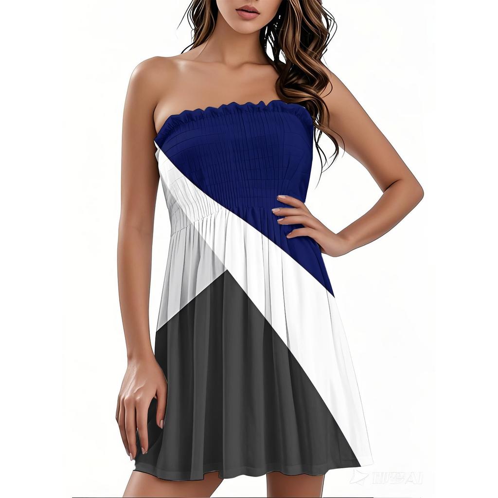 Модное женское повседневное платье-бандо с цветочным принтом без рукавов