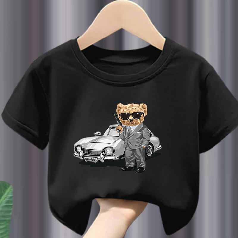 Hot Sale Teddy Bear Print Childrens Clothing Tshirt Clothing Summer Casual Funny Boys Baby Girls Tshirt Clothes Kids