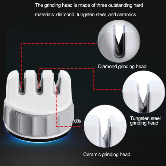 Мини-точилка для ножей Легкая заточка лезвий с прочной присоской Простая в использовании точилка для лезвий с 3 изогнутыми частями