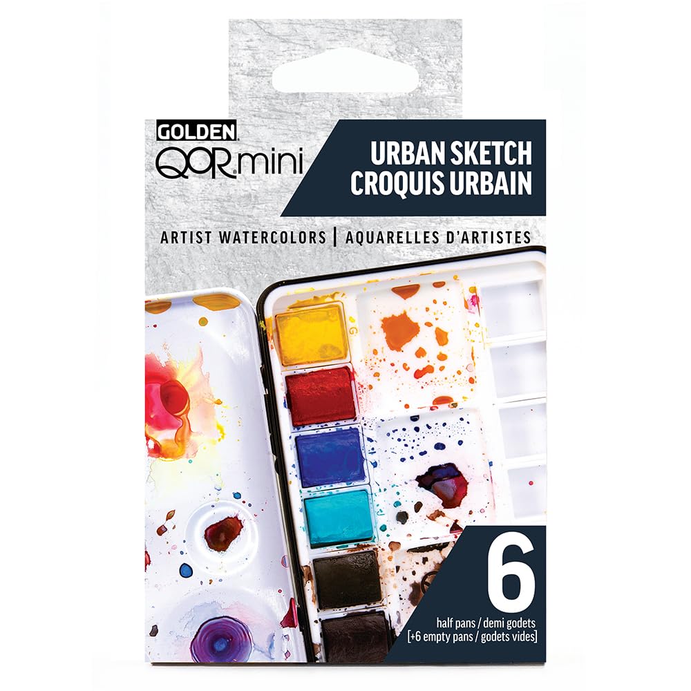 Golden QOR Watercolor 0025 Half Pan Urban Sketch 6 Color Set 13300025