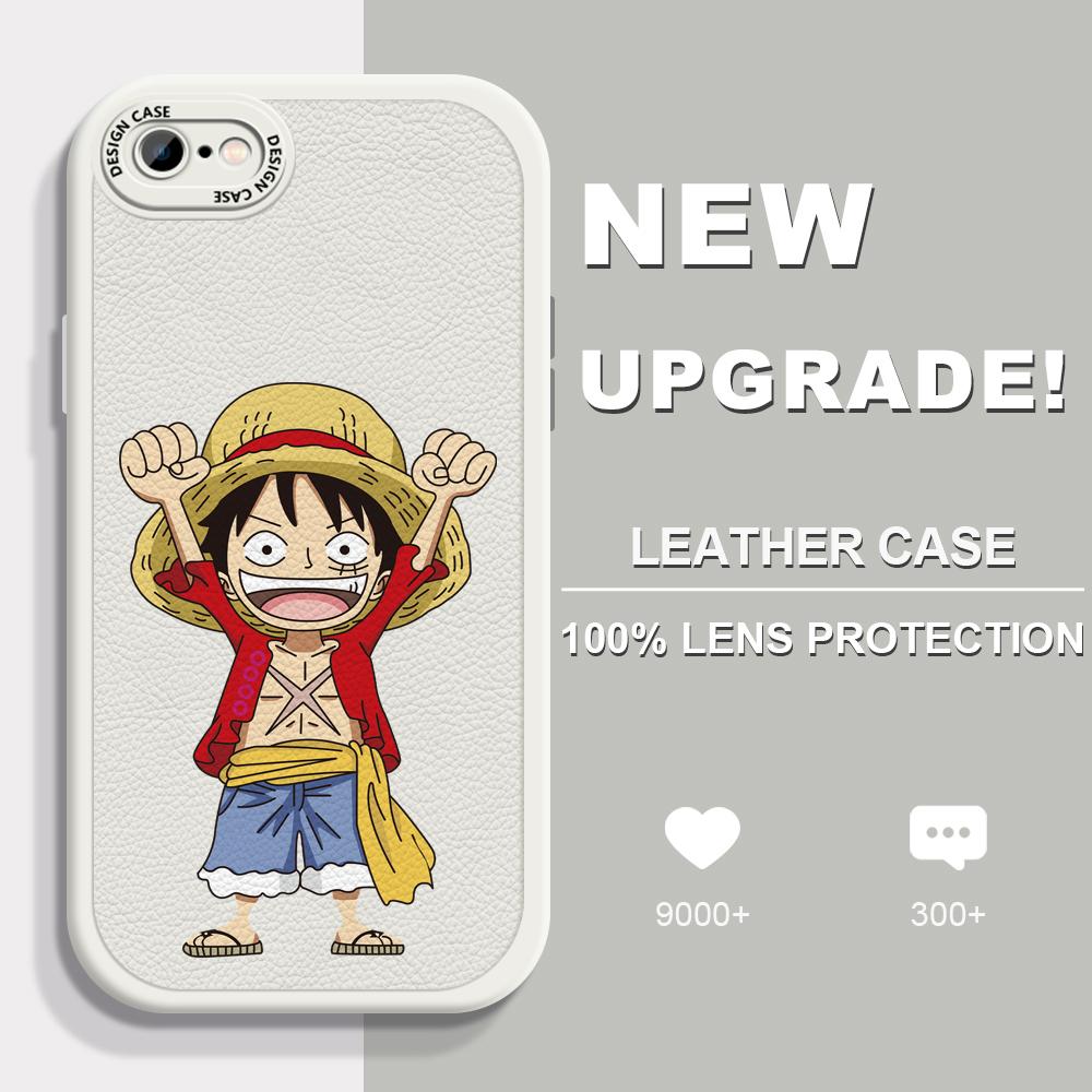 Slim Skin Feeling PU Leather Cute Cartoon Luffy Phone Cover for Infinix VIVO OPPO Reno Realme Huawei Nova Honor Smartphone Case
