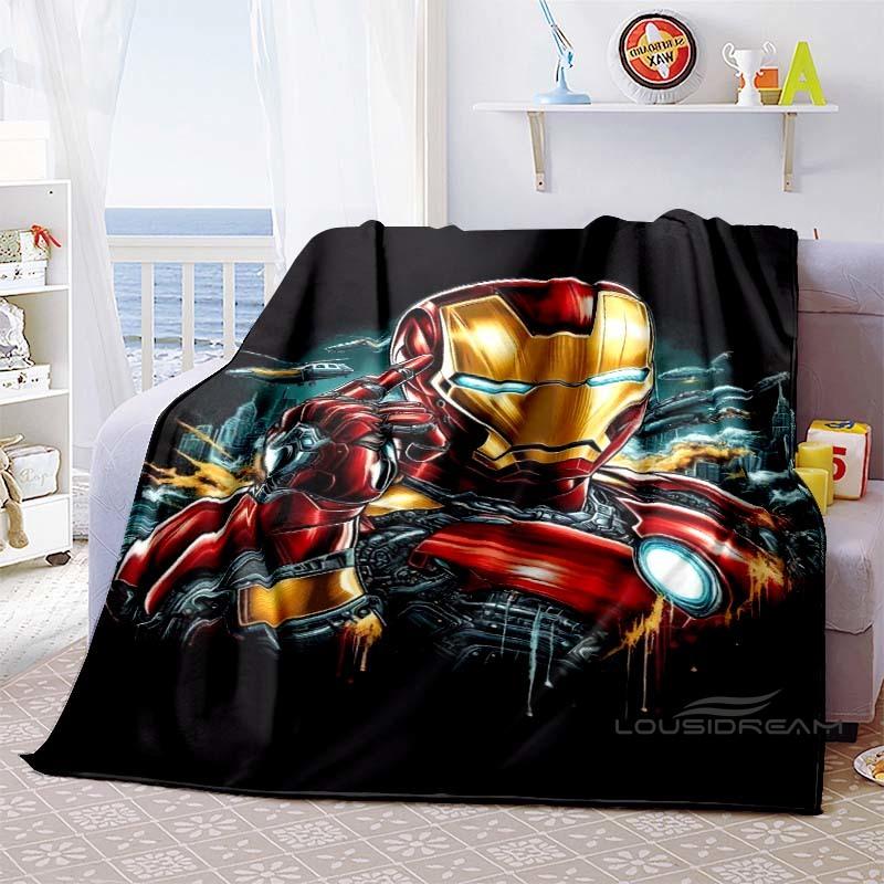 Iron Man Cartoon Comic Funny Expression Blanket, Warm Flannel Sofa Blanket, Home, Bedroom, Travel.
