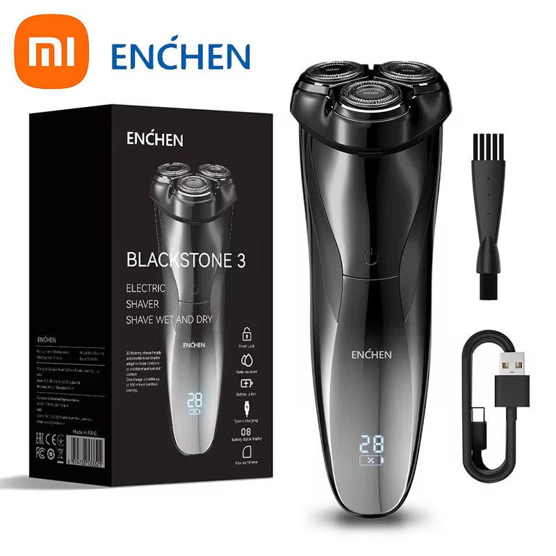 Xiaomi ENCHEN Electric Shaver 3D Blackstone 3 Waterproof Razor Wet And Dry Dual Use Face Beard Battery Digital Display For Men