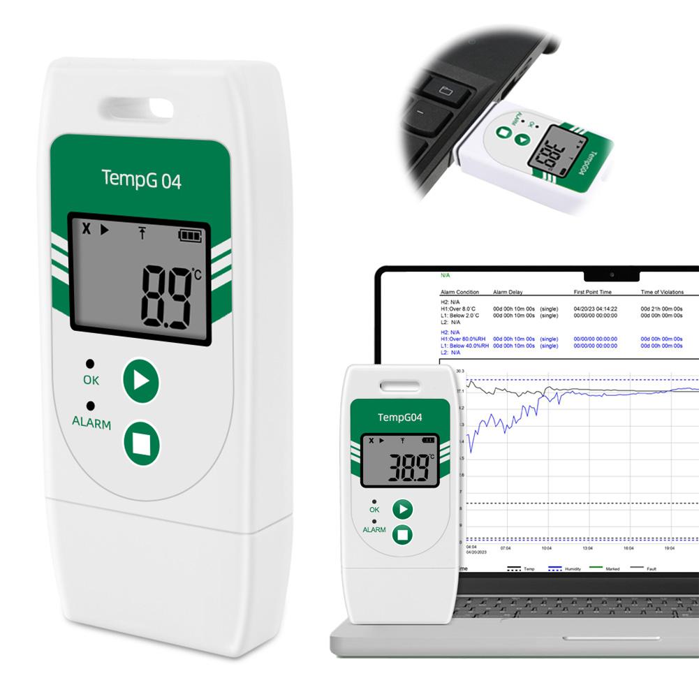 USB Temp & Humidity Data Logger Digital 32000 Point Capacity Temperature Data Logger for Refrigeration Cold Chain Transport Lab