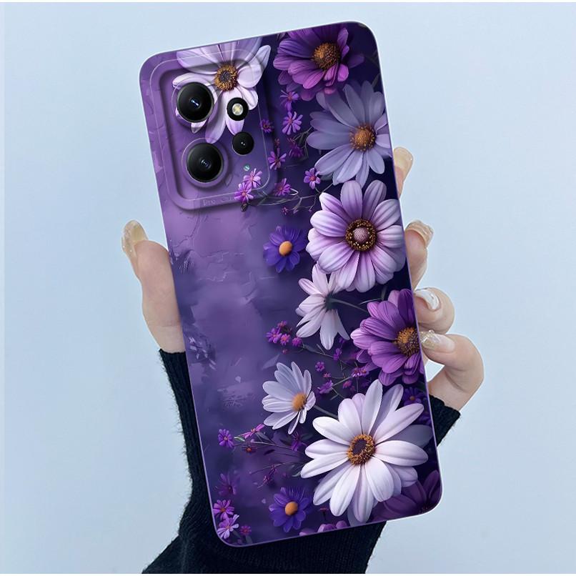For Xiaomi Redmi Note 12 4G Phone Case Simplicity Butterflies Floral Soft Liquid Silicone Back Shell For Redmi Note12 4G Covers
