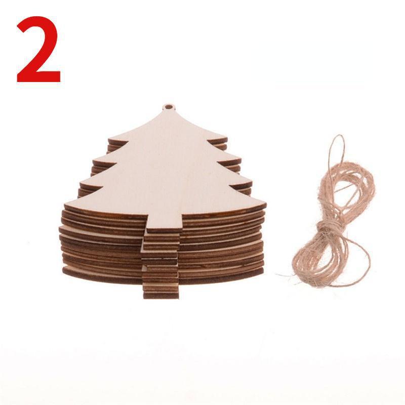 10Pcs/Bag Wooden Christmas Decorations Creative Christmas Tree Pendant Holiday Party Home DIY Decoration