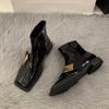 Designer Vintage Women Ankle Boots Fashion Square Toe Shoes Spring Autumn Flats Ladies Short Booties Zapatos De Mujer