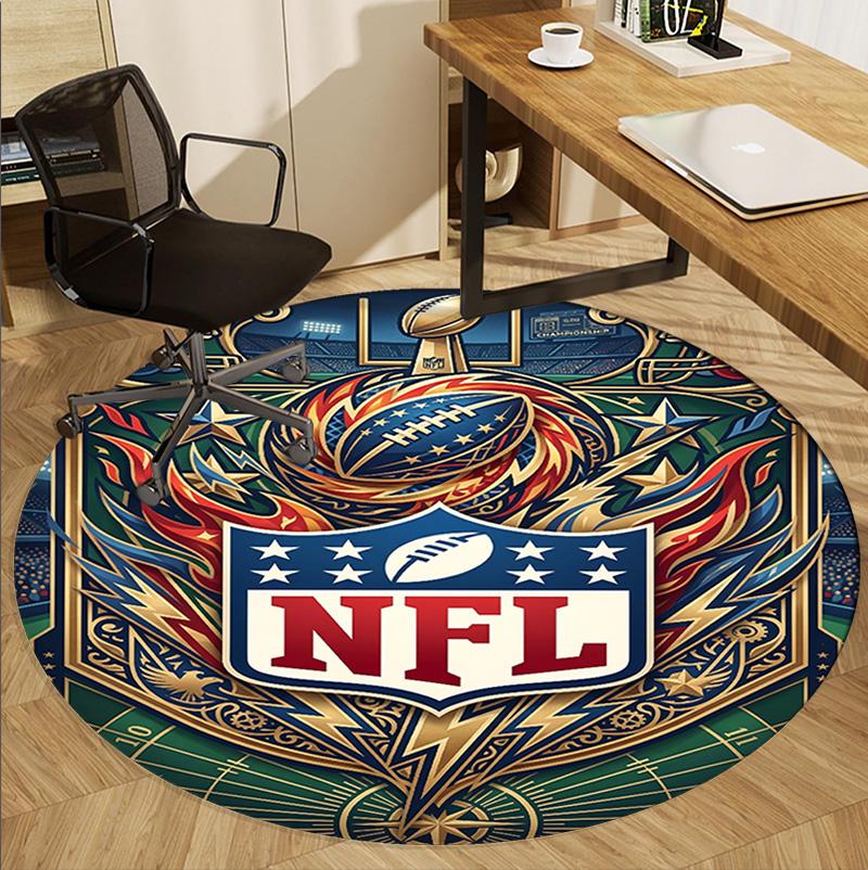 Круглый ковер с узором NFL, коврик для помещений/улицы, для пикника, игровой комнаты, спальни, офиса, гостиной, ковер для домашнего декора, подарок на день рождения