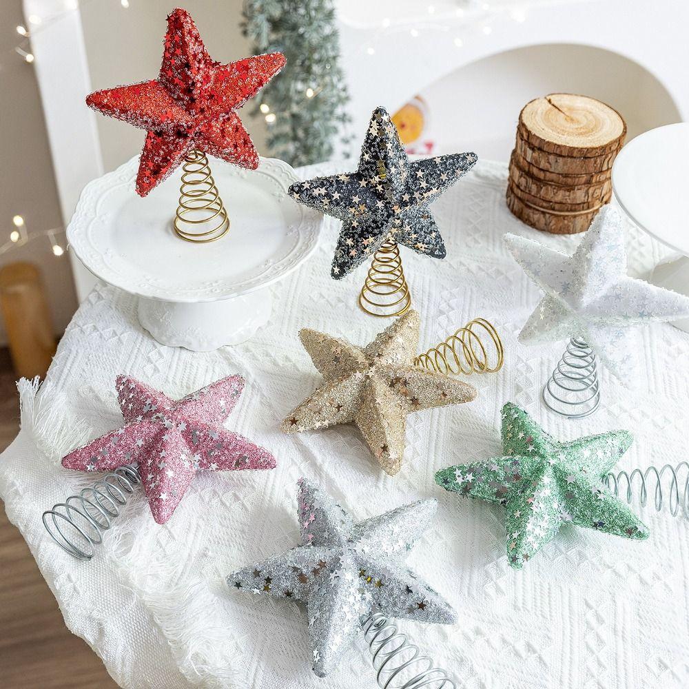 Sparkling Look Foam Tree Topper Five Point Star Glitter Powder Christmas Star Tree Decor Star Decoration Scene Layout