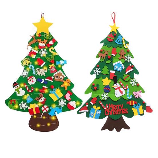 Монтессори Войлочная Рождественская Елка для Малышей с Огоньками Сделай Сам Игры Детский Плюшевый Набор Рождественской Елки с 32/40 Украшениями