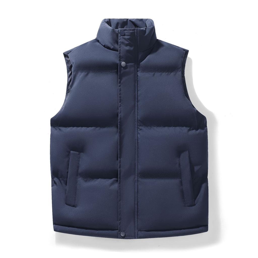 Vest Men's Autumn and Winter Trendy Stand Collar Waistcoat Warm Vest Solid Color Simple Sports Leisure Jacket