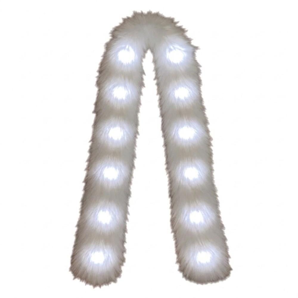 White Plush LED Flash Scarf Light Up Christmas Decoration Shining Luminous Glowing Scarf  Rave