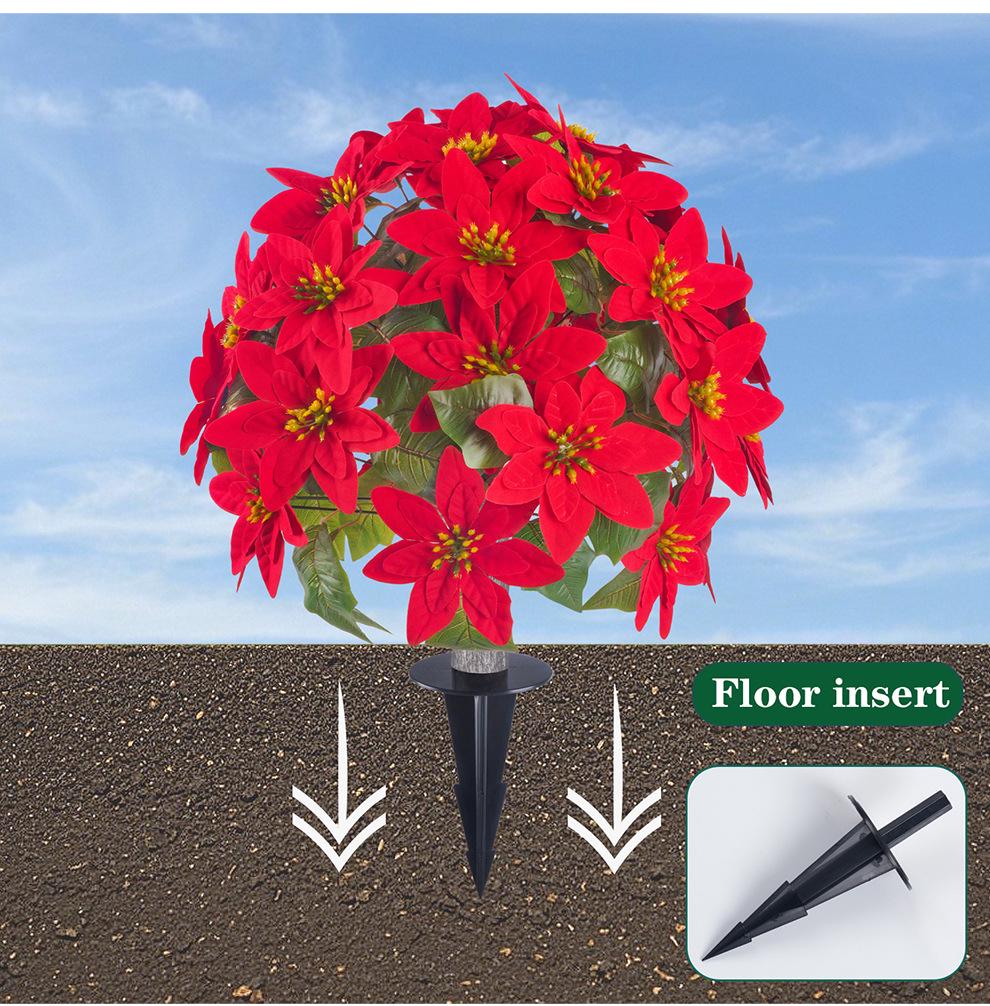 Beautiful Artificial Poinsettia Christmas Bouquet for Outdoor Courtyard Decor