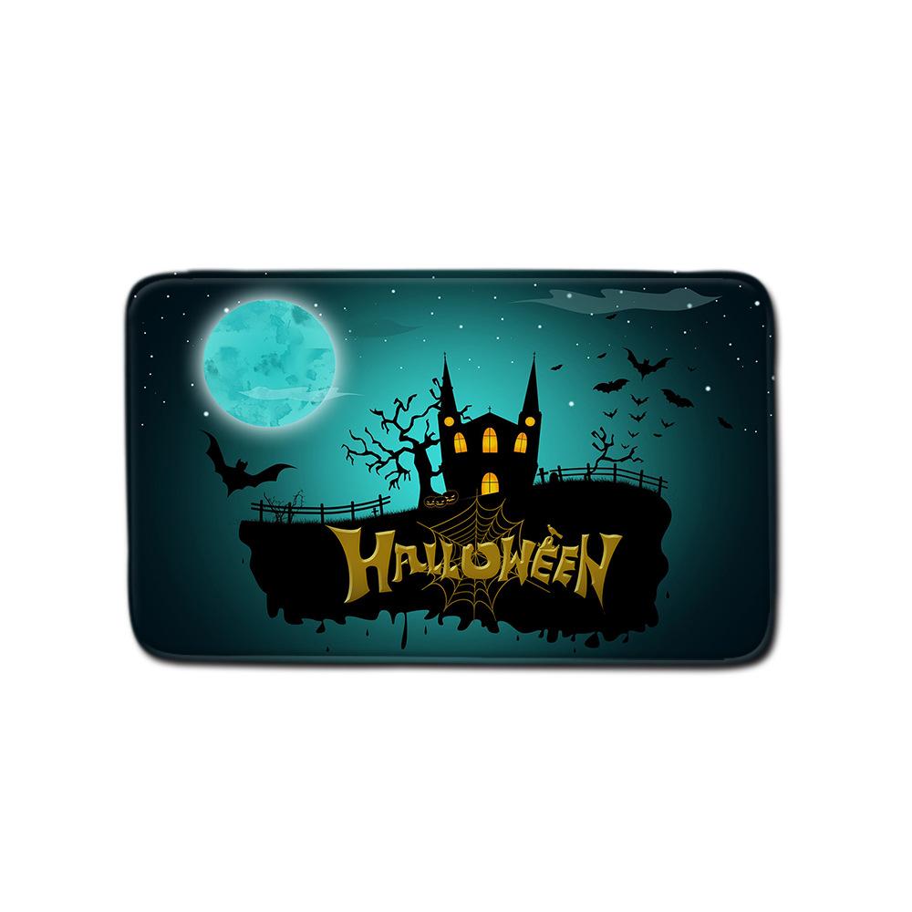 Halloween Shower Curtain Floor Mat Combination Four-Piece Set Bathroom Toilet Carpet Shower Room Foot Mat