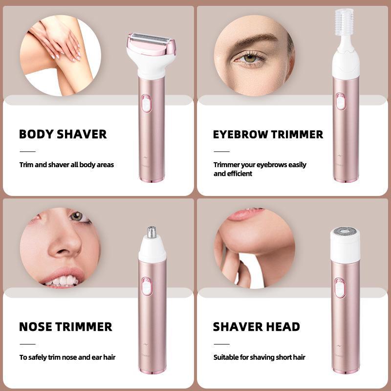 Женская многофункциональная электробритва: Триммер для подмышек, лобка, носа и бровей - бритва 4 в 1
