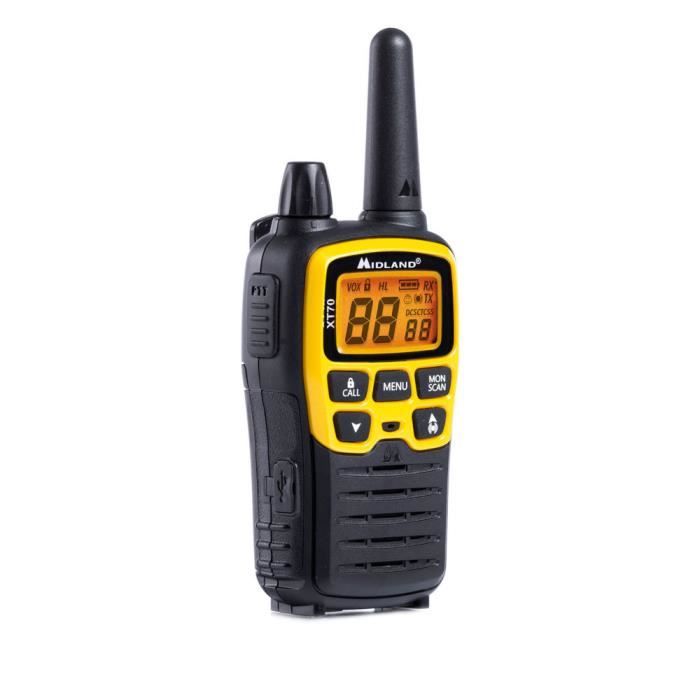 Talkie-walkie - MIDLAND - C1180.01 - Noir et Jaune - Rechargeable - 69 canaux LPD