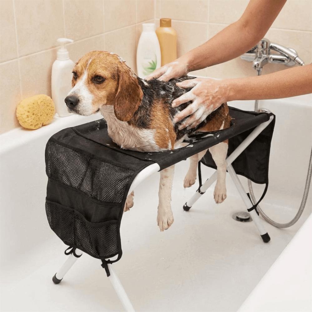 Folding Pet Grooming Table Quick-Dry Mesh Pet Washing Rack Cat Grooming Platform Pet Washing