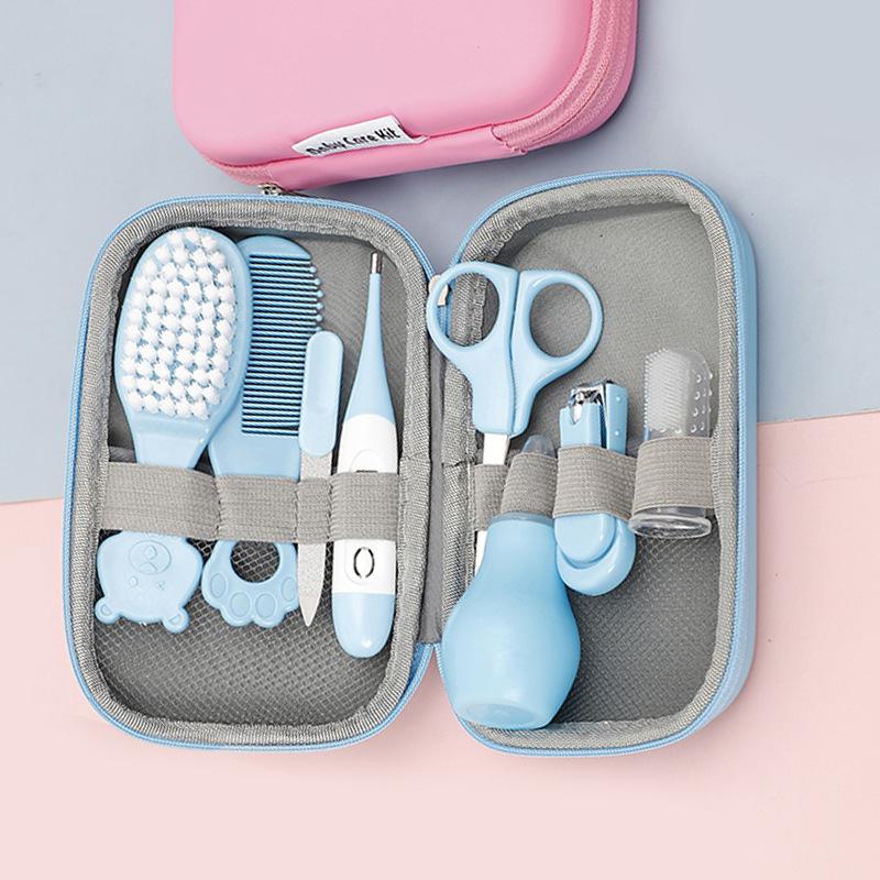 Baby Grooming Set, 8 In 1 Baby Hair Brush / Nail Clipper / Nose Cleaner / Finger Toothbrush / Nail Scissors / Manicure Set, for Baby Care