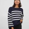 Женский свитер в полоску с круглым вырезом и рукавами 7/8 VILA
