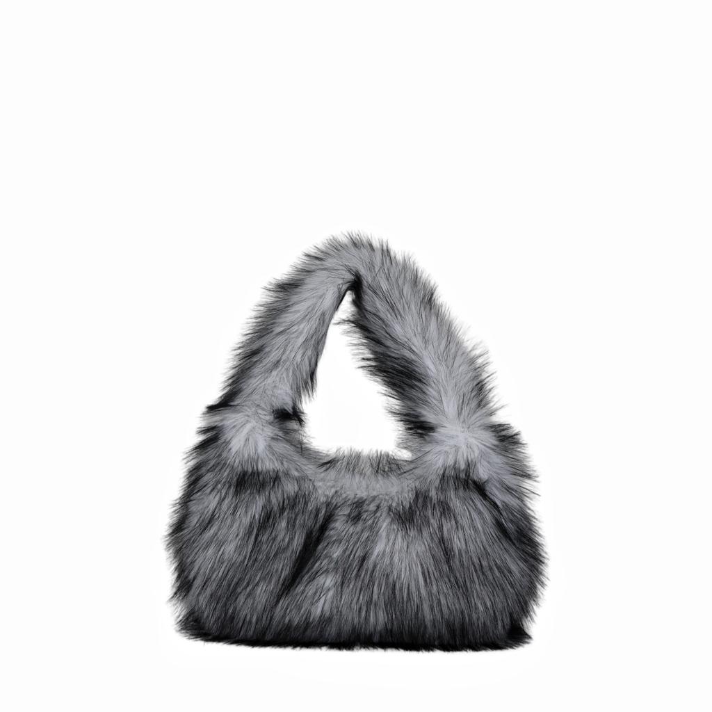 Autumn Winter New Faux Raccoon Fur Fluffy Handbag Women's Fashion Shoulder Bag Clutch Small Square Bag Soft Comfortable Versatile
