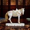 Retro Horse Statue Desktop Artistic Horse Figurine with Base Golden Painted Resin Horse Sculpture for Shelf Mantel Cabinet Display
