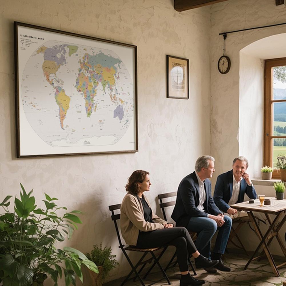 World Map Wall Decor,Home Office Decor,Gift for Geography Lovers,Educational Artwork,Wall Decor,Travel Supplies