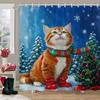 Рождественский снеговик занавеска для душа Рождественская елка Зимний снег Рождественский подарок Полиэстер занавески для душа Декор для ванной комнаты с крючками