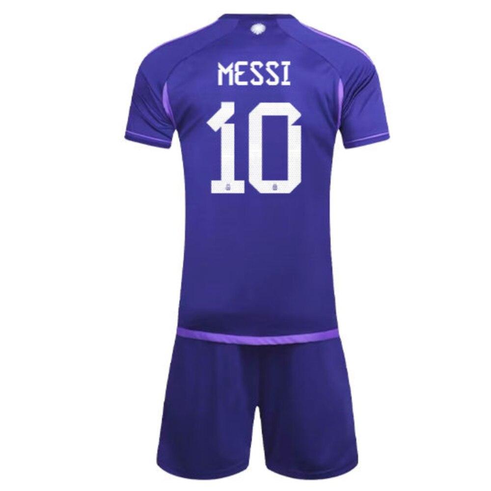Kids Sportswear Messi Argentina Away Jersey Tracksuit Set 2223 Season Party Chili Purple Polyester