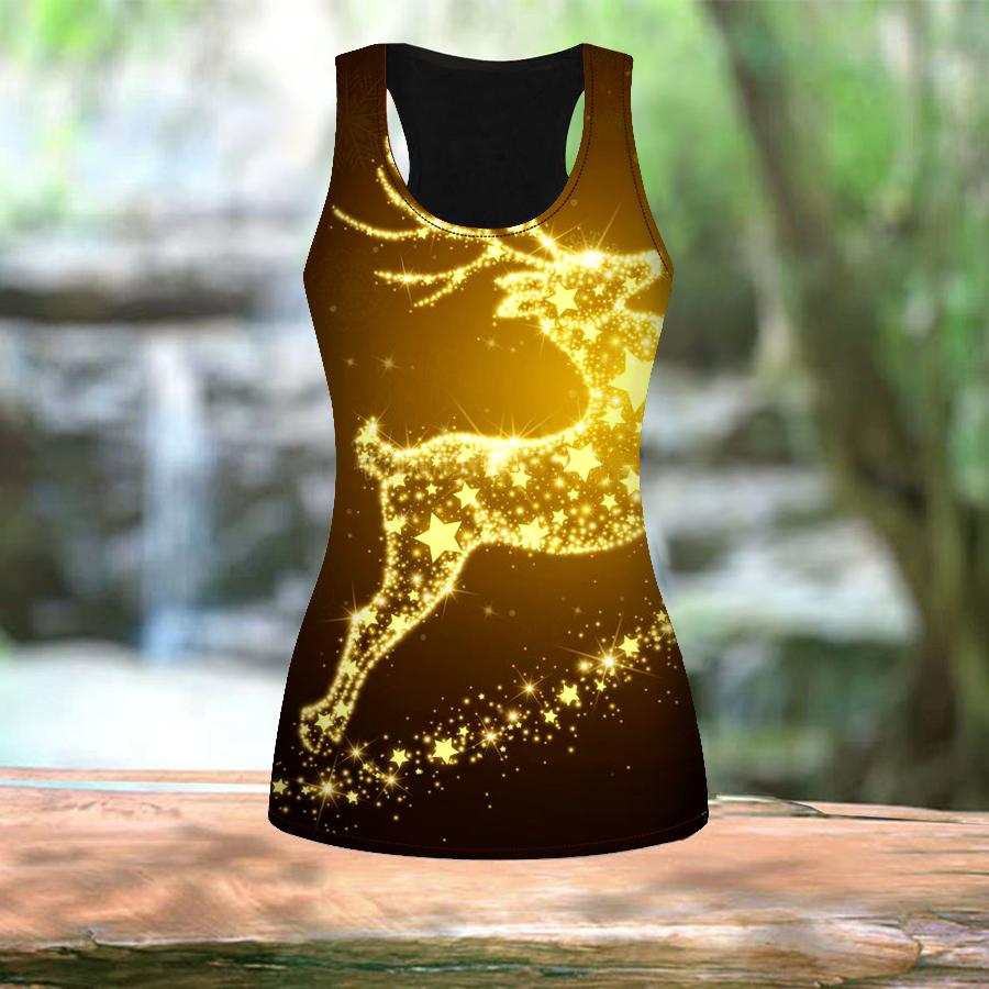 Женские летние спортивные рубашки с 3D кристаллическим принтом оленя для занятий йогой и тренажерным залом, жилеты больших размеров