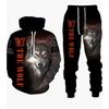 Mens Hooded Sweatshirt Set With 3D Animal Print Loose Fit Sporty Casual Tracksuit