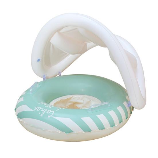 yangyizhi Baby Swim Ring with Canopy, Inflatable Striped Pool Float for Toddler Boys Girls, UV Sun Protection Swimming Safety Seat, Handle