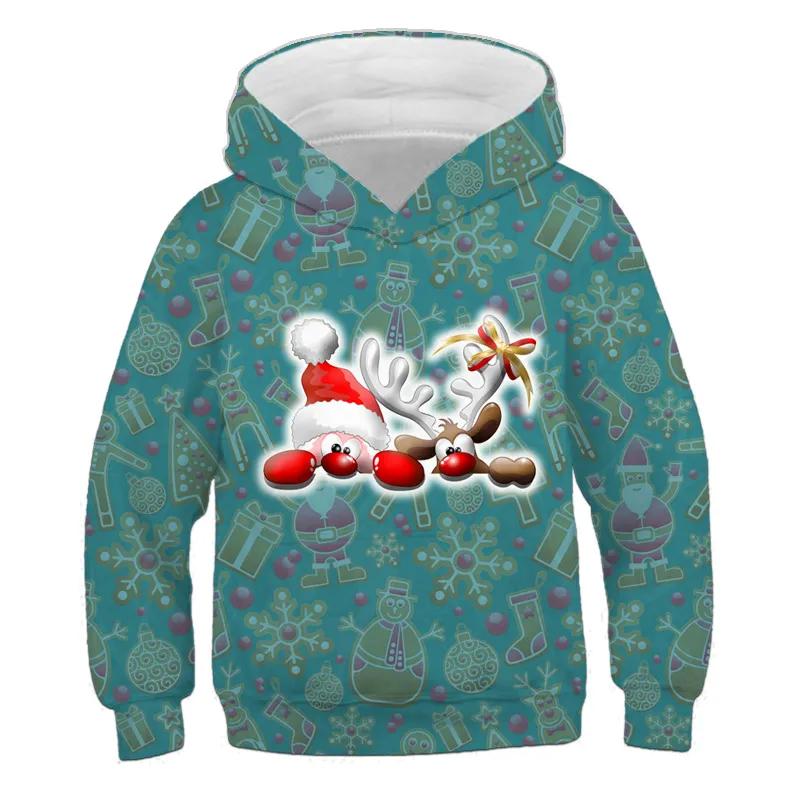 New Kid Hoodies Sweatshirt Boys Girls Christmas Printing Costume Children Clothing Family Party Santa Claus Kids Pullover Coats