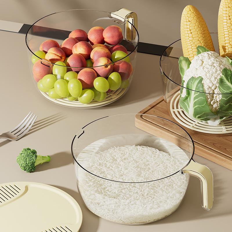 Multifunctional rice washing artifact drain basket household kitchen vegetable washing basin filter water washing vegetable leakage basin storage