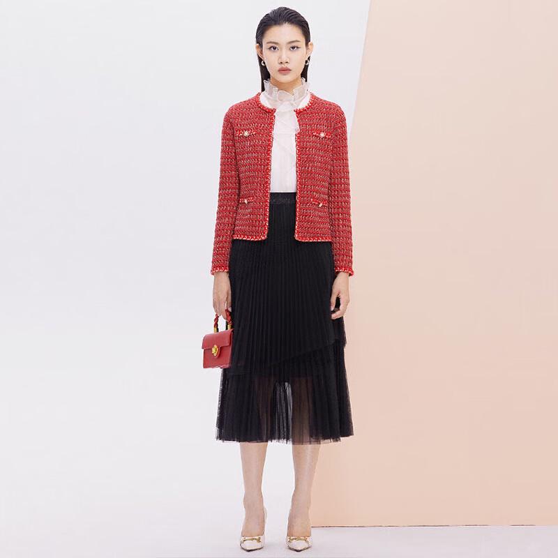 JESSIE JMFGM216 Women's French Chic Tweed Knitted Cardigan